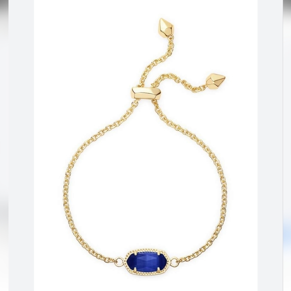 Kendra Scott Elaina Gold Chain Bracelet Cabolt Blue Stone Gold Plated